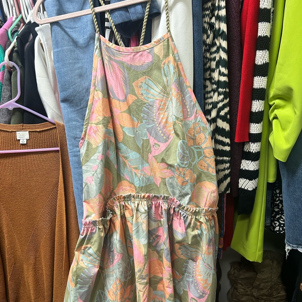 Free People Floral Dress in Pink and Green - Picture 3 of 7